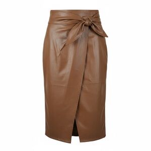 Brown Faux Leather Wrap Skirt Size Small